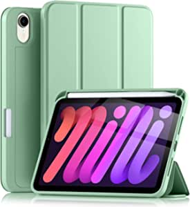 Maledan Case for New iPad Mini 6 (8.3 Inch,2021) with Apple Pencil Holder, Slim and light,Protective Case Cover with Soft TPU Back Fit for iPad Mini 6th Generation, Auto Sleep/Wake-Grass