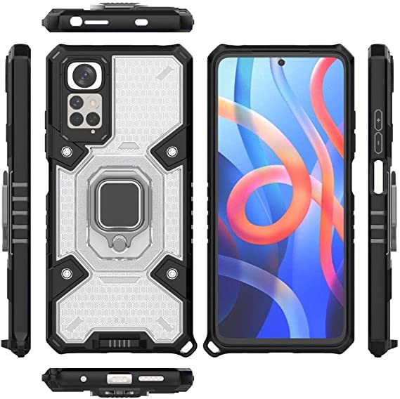 Compatible Case for Xiaomi Redmi Note 11s, Space Capsule Pattern Anti-Slip Protective, Ultra Shock Absorption, Kickstand Ring, with Lanyard. Cover for Xiaomi Redmi Note 11s - Translucent
