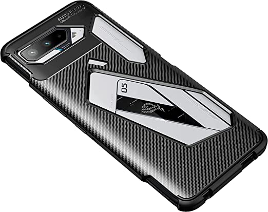 ASUS ROG Phone 5, Premium quality Case From GrabMobily -,Silicone Shockproof Cover Durable Ultra Thin Carbon Fiber Brushed Protection Case -Slip-Resistant – Black