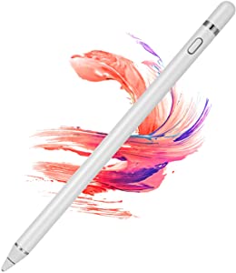 Active Stylus Pens for Touch Screens, Digital Stylish Pen Pencil Rechargeable Compatible with Most Capacitive Touch Screens (White)