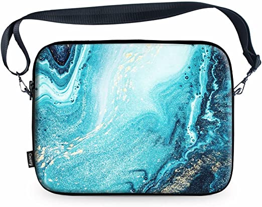 Laptop Sleeve Blue And Gold Marble 15.6"inch 29 x 38 x 4