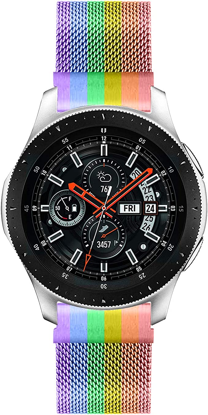 Solob 22mm Stainless Steel Magnetic Mesh Compatible for Samsung Galaxy Watch 46mm/Gear S3 Classic/Frontier/Huawei Watch 2Classic/GT/GT 2/ Quick Release Replacement Sports Straps
