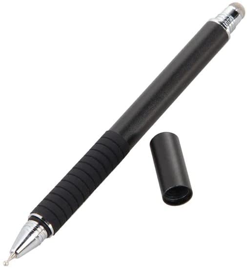 2 in 1 Multifunction Fine Point Round Thin Tip Touch Screen Pen (includes extra tip replacement) (Black)