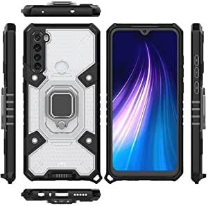 Compatible Case for Xiaomi Redmi Note 8, Space Capsule Pattern Anti-Slip Protective, Ultra Shock Absorption, Kickstand Ring, with Lanyard. Cover forXiaomi Redmi Note 8 - Translucent