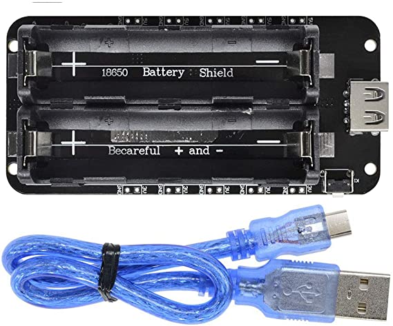 Aideepen Dual 18650 Lithium Battery Shield V8 Micro USB Mobile Power Expansion Board Module 5V/3A 3V/1A with 30cm Micro USB Cable for Arduino ESP8266 ESP32