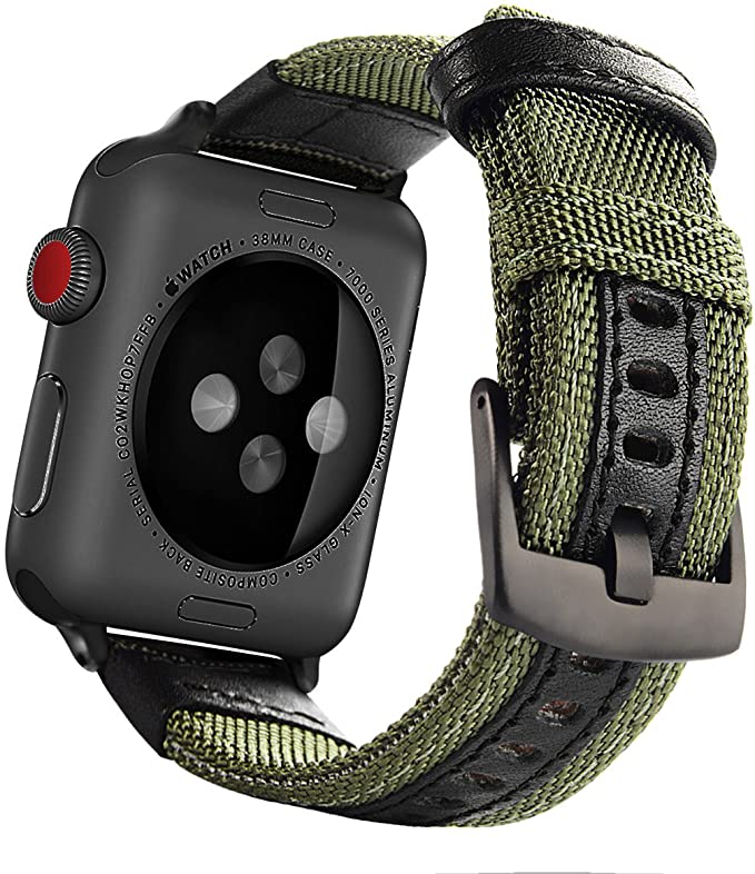 Maxjoy Compatible with Apple Watch Band, 42mm 44mm Nylon Strap Replacement Bands with Metal Clasp Compatible with Apple iWatch SE Series 6 5 4 3 2 1 Sport & Edition