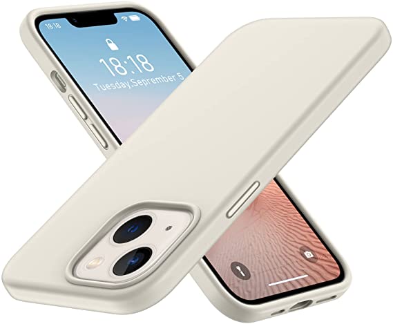 HeyAlpha Fashion Designed Case for iPhone 13 Case, Soft Liquid Silicone Gel Rubber Full Body Protection [Soft Anti-Scratch Microfiber], 6.1 inch (Stone White, iPhone 13 (6.1 inch))