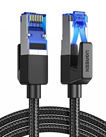 UGREEN Cat 8 Ethernet Cable High Speed Braided 40Gbps 2000Mhz Network Cord Cat8 RJ45 Shielded Indoor Heavy Duty LAN Cables Compatible for Gaming PC PS5 PS4 PS3 Xbox Modem Router 15FT