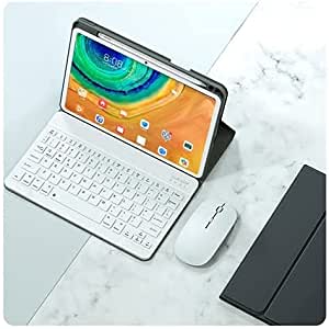 Fegishilly Keyboard Case with Mouse for Matepad T10S, Detachable Keyboard [Built-in Pencil Holder] Premium Slim Folio Stand Cover with Arabic Keyboard Stickers (Black)