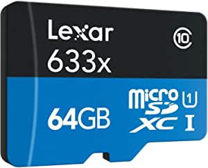 Lexar High-Performance 64GB MicroSDXC 633x Class10 UHS-I U1 High-Speed Flash Memory Card - LSDMI633R64GB (Latest Version)