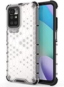 Xiaomi Redmi 10 2022 4G, Original New Cover From GrabMobily - Heavy Duty Shockproof Cover - Ultra Premium Quality Case - Slip-Resistant -Black Edges Transparent Beehive Back