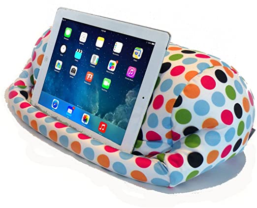 Lap PRO - Stand/Caddy, Universal Beanbag Lap Stand for iPad Pro, iPad Air,1,2,3 & All Tablets, E-Readers, Books & Magazines - Bed, Couch, Travel - Adjustable Angle; 0 - 89 deg. (Polkadot)