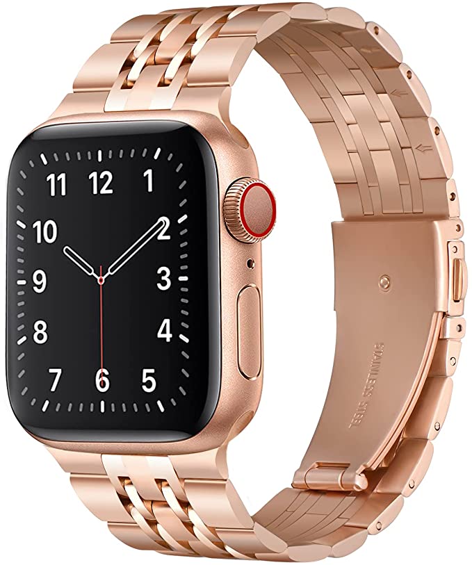 GROGON Stainless Steel Metal Band Compatible with Apple Watch Band 44mm 42mm 38mm 40mm 41mm 45mm Business Replacement Bands Adjustable Wristband iWatch SE & Series 7/6/5/4/3/2/1