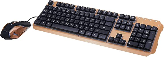 Aitnt X100 Backlight Gaming Keyboard And Gaming Mouse With Suspended Keypress And Double Shot Molding - Gold-Gray