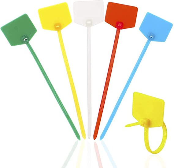 Synra Wire Labels, Multi-Color, Self-Locking Cable Ties with Writable Surface, Organizes Various Cord Types and Good Replacement for Identification Tags, 50 Pcs per Pack (10 Pcs per Color)