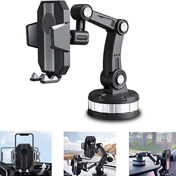 Car Phone Holder Mount, Universal Strong Suction Cup Phone Holder, Upgraded One-Button Pop-up iPhone Smartphone Cell Phone Stand, CARPDR Heavy Duty Phone Holder for Dashboard/Windshield/Window