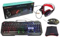 All-In-One Customized Gaming RGB Light 4 Piece Kit - Keyboard with Mouse and Mouse Pad with Giming Lightning Headphones G11