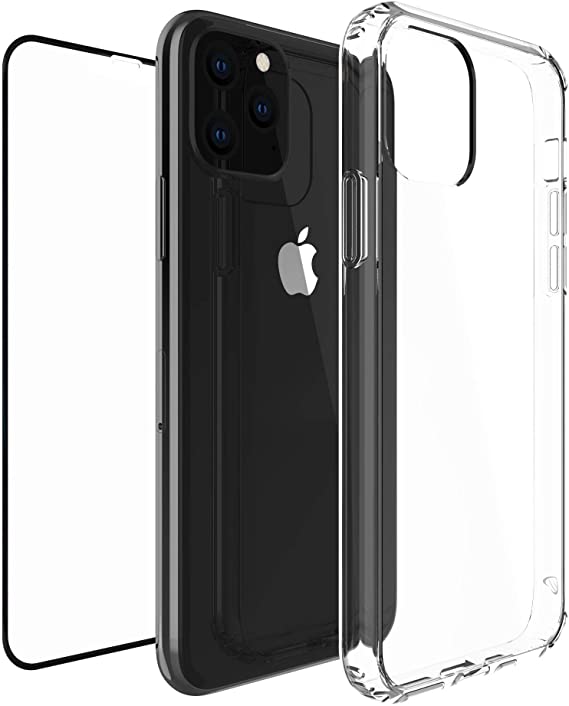 Luvvitt Clear View Case Designed for iPhone 11 Pro Max + Tempered Glass Screen Protector Bundle for Apple iPhone XI 11 Pro Max 6.5 inch 2019 - Black