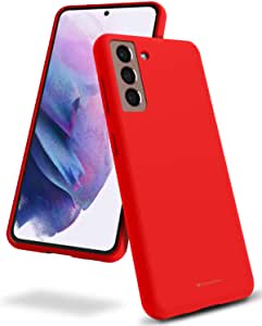 Goospery Liquid Silicone Case for Galaxy S21 (6.2 inches) Silky-Soft Touch Full Body Protection Shockproof Cover Case with Soft Microfiber Lining (Red) S21-SLC-RED