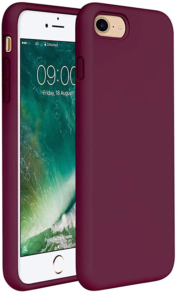 Miracase iPhone SE 2020 Case,iPhone 8 case,iPhone 7 Silicone Case Gel Rubber Full Body Protection Cover Case Drop Protection for Apple iPhone SE 2020/ iPhone 8/ iPhone 7(4.7")(Wine Red)