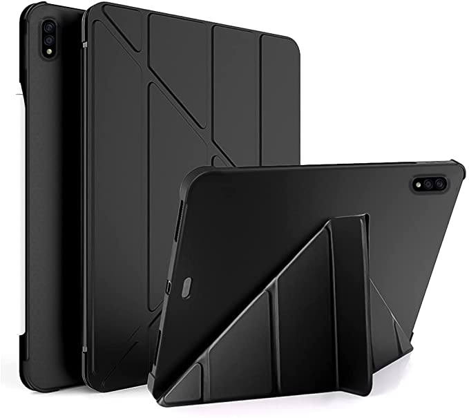 Samsung Galaxy Tab S8 Plus (2022) / S7 Plus (2020) 12.4 inch, Smart Case Flip Cover Leather with Pen Holder Case Soft TPU Back And Trifold Stand With Auto Sleep (Black)