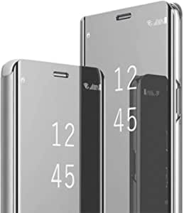 Case for Samsung Galaxy S9 Slim Removable Stand Protection S-View Mirror flip Cover (Silver, Galaxy S9)