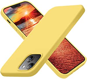 Cordking Designed for iPhone 13 Case, Silicone Ultra Slim Shockproof Protective Phone Case with [Soft Anti-Scratch Microfiber Lining], 6.1 inch, Yellow