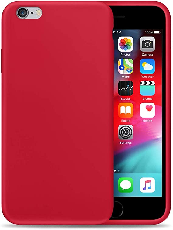 Liquid Silicone Phone Case for Apple iPhone 6 Plus 6S Plus/Full Body Protection/Shockproof/Gel Rubber/Cover Case Drop Protection Red