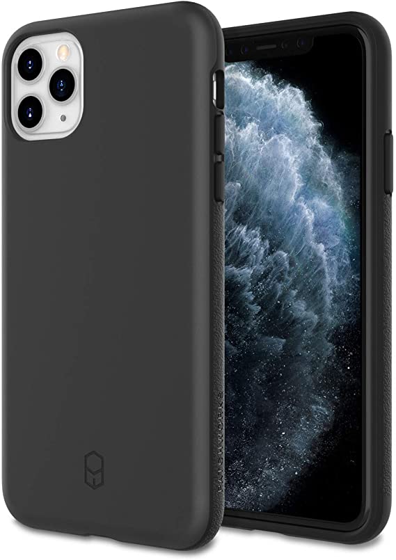 [2019] for iPhone 11 Pro Max, PATCHWORKS Military Grade Certified Dual Layer Impact Resistant Corner Protection with Poron XRD Wireless Charging Compatible [Level ITG Series], Black