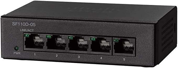 Cisco SF110D-05 Desktop Switch with 5 Ports 10/100, Limited Lifetime Protection (SF110D-05-NA), Black, Model:SF110D05NA