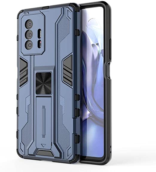Xiaomi 11T Pro, Premium quality Kickstand Cover - Heavy Duty Armor Shockproof Cover Slip-Resistant - Original New cover From GrabMobily - Blue