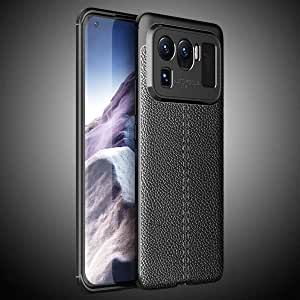 جراب لهاتف شاومى Mi 11 Ultra ، - جراب عالي الجودة من GrabMobily - غطاء مقاوم للصدمات بنمط جلدي متين رفيع للغاية من ألياف الكربون المصقولة - مقاوم للانزلاق - غطاء أصلي جديد - أسود