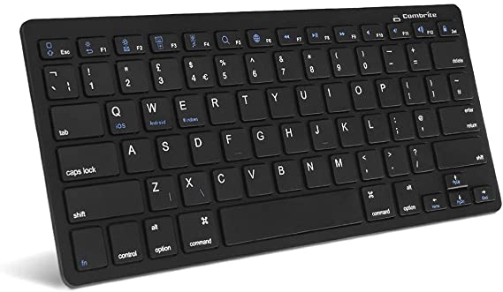 Combrite Ultra-Slim Bluetooth Keyboard Compatible with iPad 10.2-inch/iPad Air/iPad 9.7-inch/iPad Pro/iPad Mini, iPhone and Other Bluetooth Enabled Devices Including iOS, Android, Windows, Black