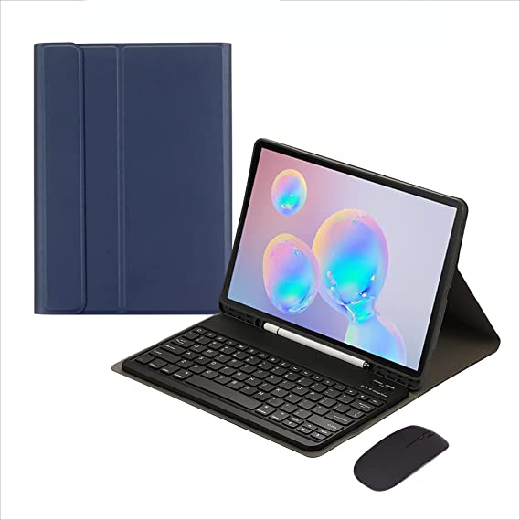 Fegishilly Arabic and English Keyboard Case with Wireless Mouse for Galaxy Tab S7 11 inch [SM-T870,SM-T875], Lightweight Cover with Wireless Keyboard & Bluetooth Mice (Blue)