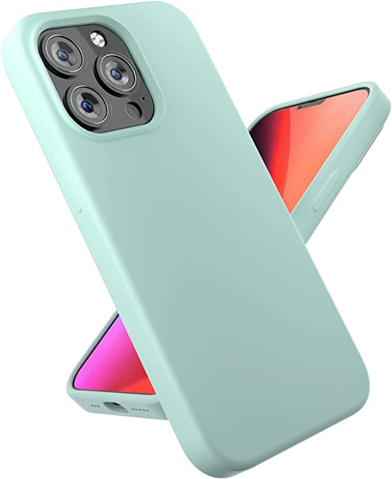 HONEYWHALE Compatible with iPhone 13 Pro Case, Silicone Anti-Drop Phone case with Microfiber Lining, Shockproof Case with Camera Protection, Support Wireless Charging, 6.1 inch（Mint Green）