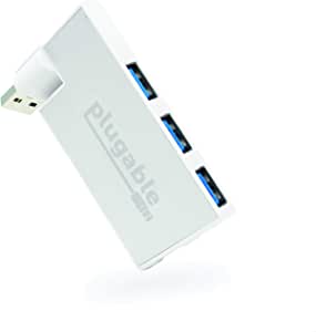 Plugable USB Hub, Rotating 4 Port USB 3.0 Hub, Powered USB Hub (Compatible with Windows, macOS & Linux, USB 2.0 Backwards Compatible)