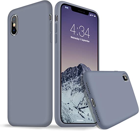 iPhone X Case, iPhone X Silicone Case, Xperg Slim Liquid Silicone Gel Rubber Shockproof Case Soft Microfiber Cloth Lining Cushion Compatible with Apple iPhone X XS 10 5.8 inch (Lavender Gray)