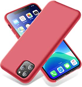LZEB Silicone Case Compatible with iPhone 11 Pro Case 5.8 inch, Liquid Silicone Phone Case (with Microfiber Lining) Full Body Thickening Design for iPhone 11 Pro 5.8 2019 (Camellia red)