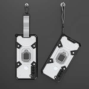 Xiaomi Redmi Note 8, Premium quality Case - Slip-Resistant- Original New All-in-One Case from GrabMobily - Dual Protection Shockproof Case With Original Short Lanyard - Transparent & Black