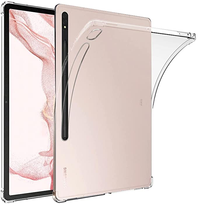 Case Compatible with Samsung Galaxy Tab S8 Plus (2022) / S7 Plus (2020) 12.4 inch , Silicone Transparent TPU Gorilla Anti-shock Shockproof Corners - Clear