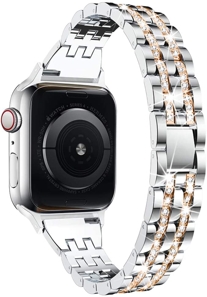 Compatible with Apple Watch Band 38mm 40mm 42mm 44mm for Women, CTYBB Rhinestone Metal Jewelry Wristband Strap Replacement for iWatch Bracelet SE Series 6/5/4/3/2/1