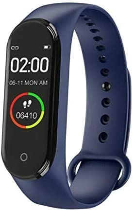 Smart Band Bracelet m-4 2020 Health & Sports Smart Watch Fitness Activity Tracker with Heart Rate and Blood Pressure Monitor, Exercise Band, Blue }Step Calorie Counter, Waterproof for Unisex Blue