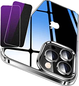 CoverPro [3 in 1] for iPhone 13 Pro Max Case,2 Pack Tempered Glass Screen Protector Anti Blue Light.1 Crystal Clear Case,Military Grade Protection,Full Encircled Above Camera,Anti Scratches