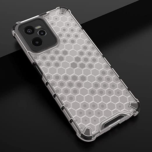 Realme C35 ، - غطاء جديد أصلي - غطاء Iron Man مقاوم للصدمات - جراب عالي الجودة من GrabMobily - ظهر خلية النحل الشفاف بحواف سوداء