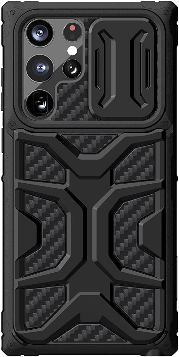 Nillkin Case for Samsung Galaxy S22 Ultra (6.8" Inch) Adventurer Military Rugged Grade Finish Camshield Camera Slider TPU + PC Impact Resist Anti Shock Tough Black