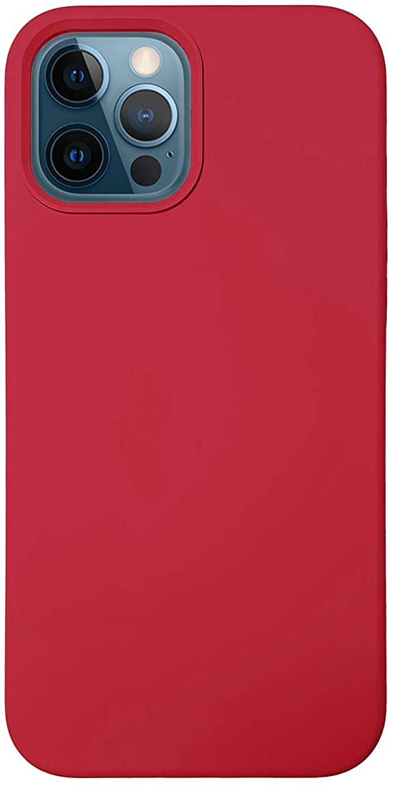Danbey Silicone Case for iPhone 12 Pro Max Case, 6.7 inches Display, Safety Liquid Silicone Material, Matte Surface, Skin Feeling, Solid Color - Carmine Red