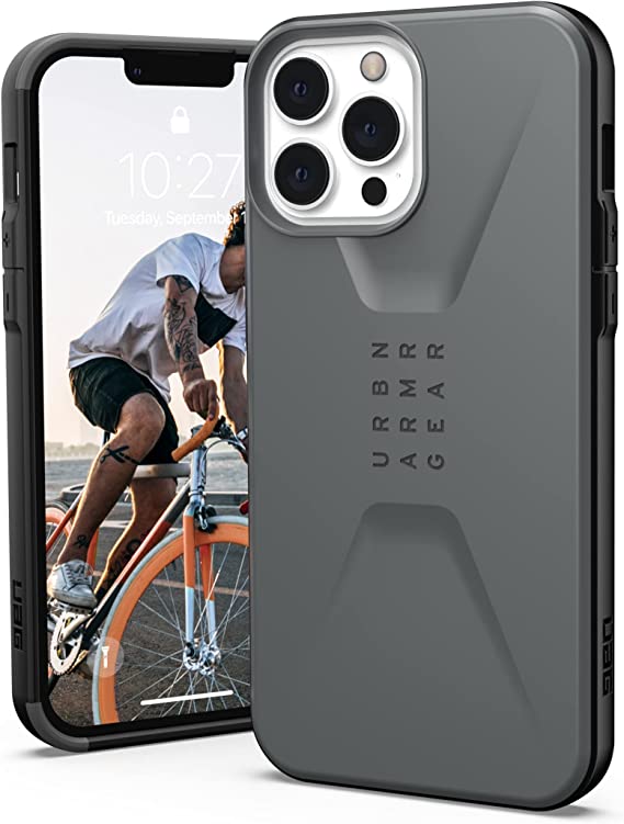 URBAN ARMOR GEAR UAG Designed for iPhone 13 Pro Max Case [6.7-inch Screen] Sleek Ultra-Thin Shock-Absorbent Civilian Protective Cover, Silver