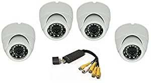 DVR Full System 4 Channel Security System USB2 With 4 HD CCTV Dome Camera 1/4 Cmos 700TVL 24LED Night vision , 2724287579919