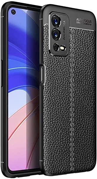 جراب Oppo A55 4G ، حافظة مرنة متينة مع نمط ألياف الكربون المصقولة - غطاء عالي الجودة من GrabMobily - أسود