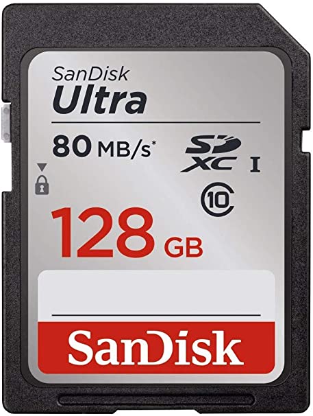 SanDisk SDSDUNC-128G-GZFIN Ultra SDXC Memory Card Up to 80 MB/s, Class 10, U1 FFP, 128 GB, Black/Grey